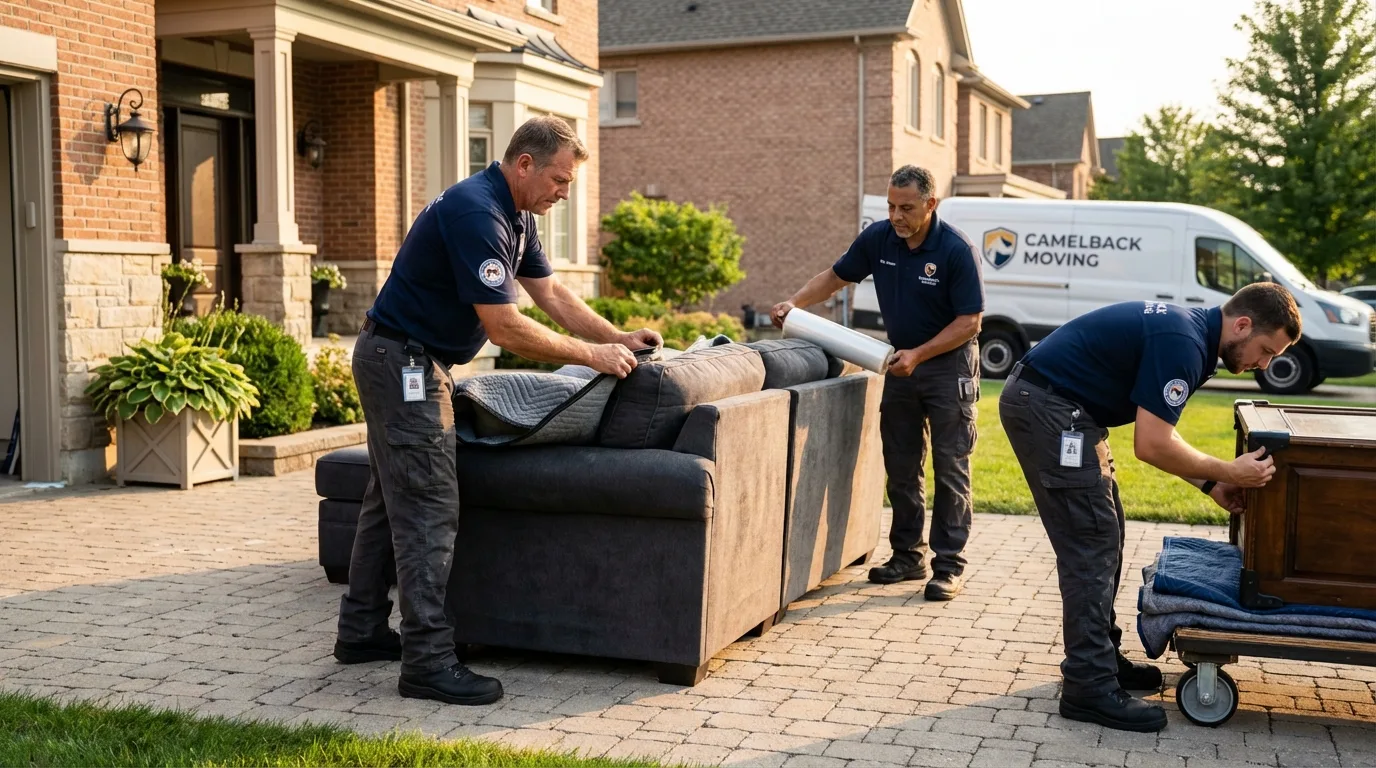 Large estate moving crew wrapping furniture in Varnell, GA