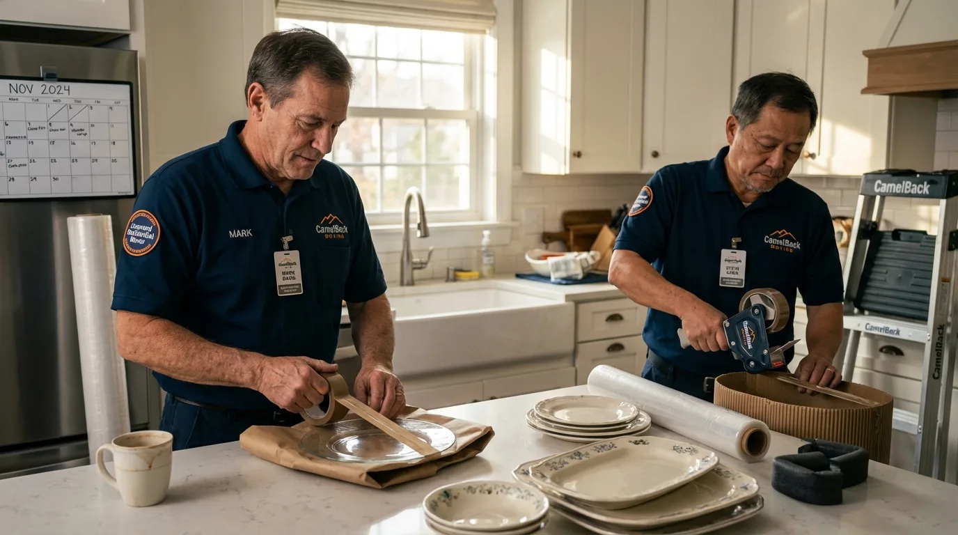 Professional crew packing kitchen dishware in Varnell, GA